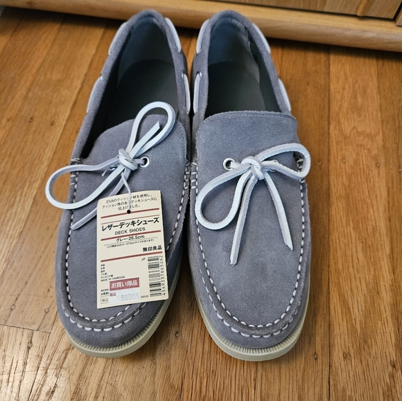 Muji Mens Boat Shoes Deck Gray Suede Mens sz 8.5 - Picture 2 of 10